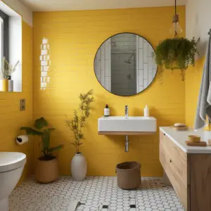 yellow tiled bathroom updates