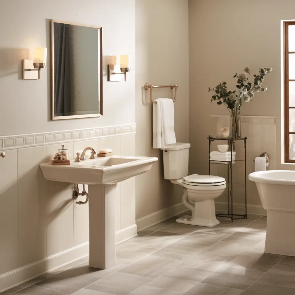 American Standard Bone and Linen Bathroom Fixtures