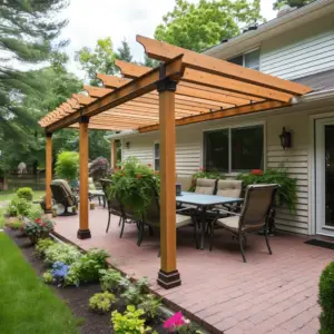 Attached Pergolas with Gutters