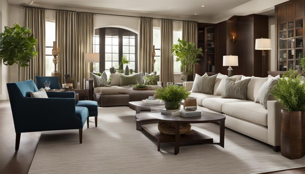 how to furnish a long living room
