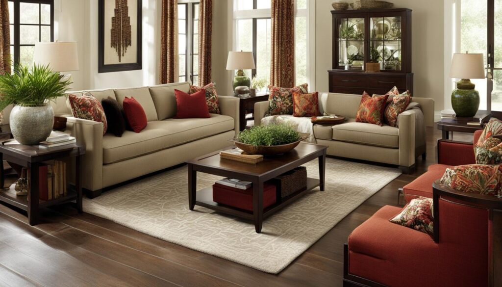how to position a rug in living room
