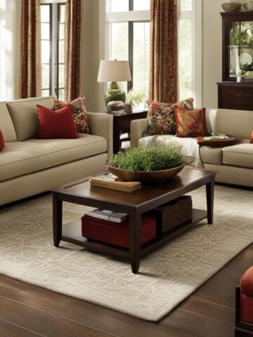 how to position a rug in living room