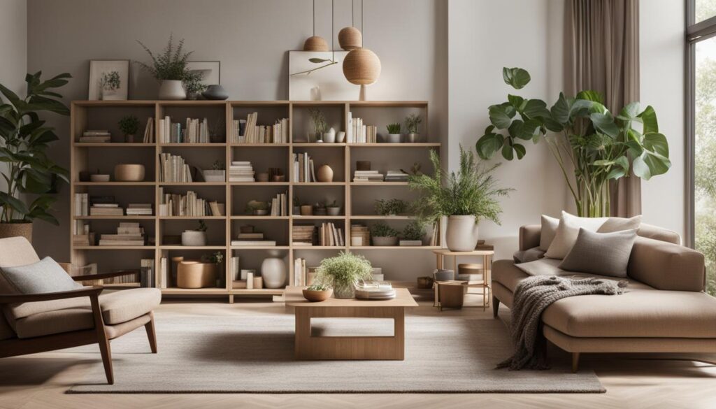 how to style open shelves living room