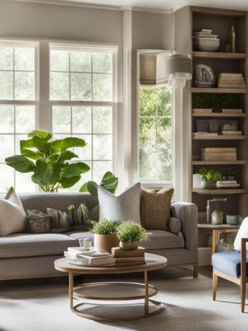 how to style shelves in living room