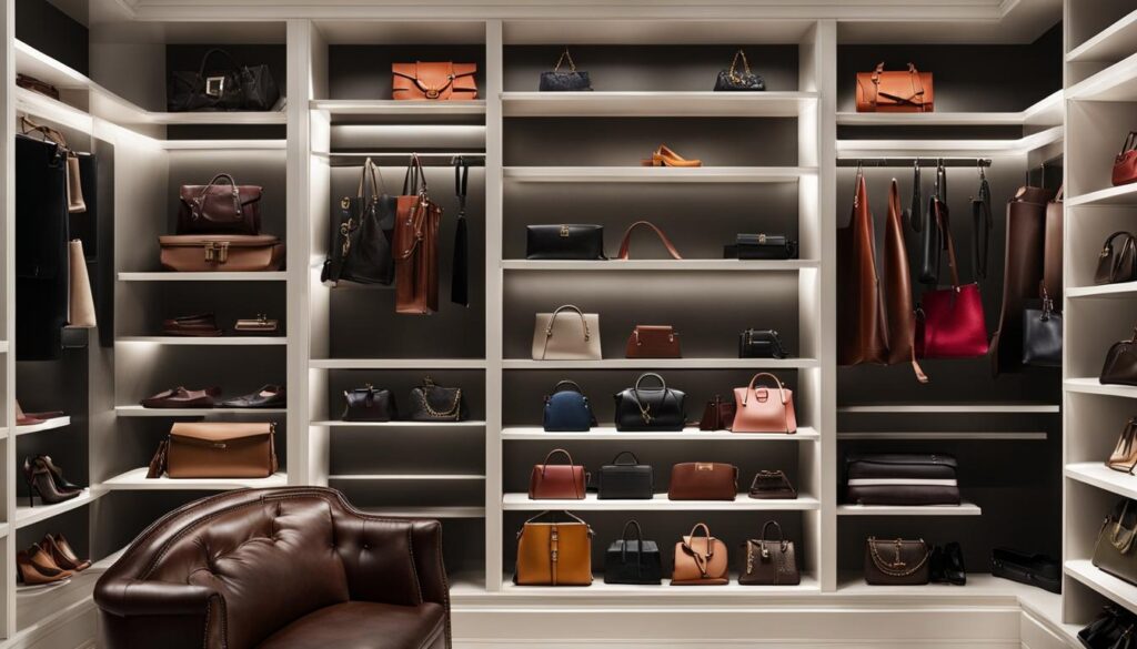 Closet bookshelf for handbags