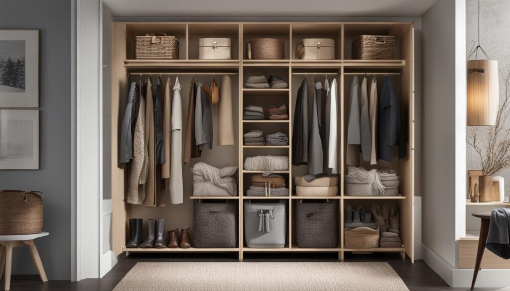 Closet bookshelf for seasonal items