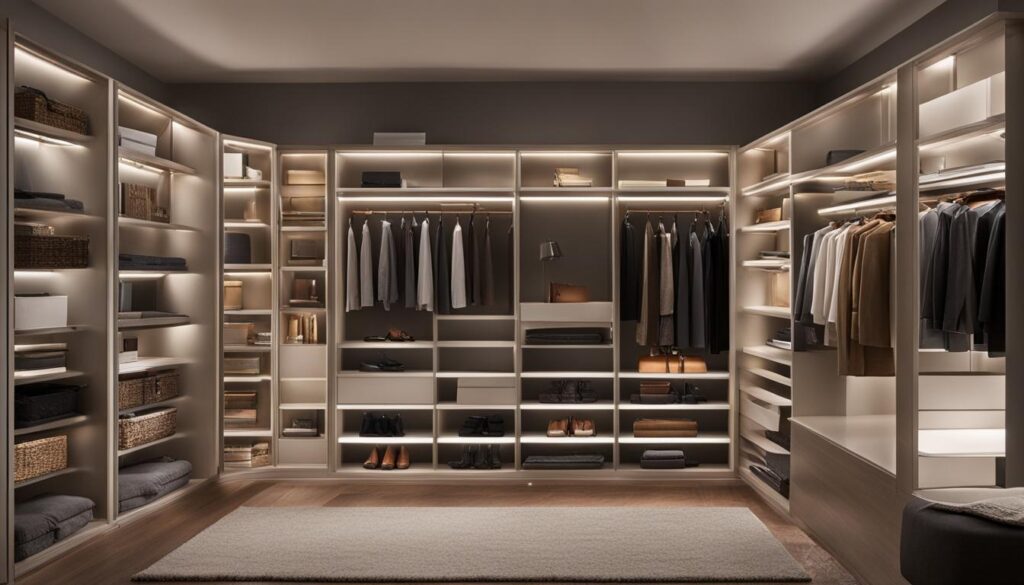 Closet bookshelf lighting