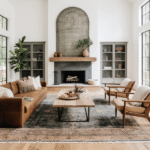 Rug layering in living room