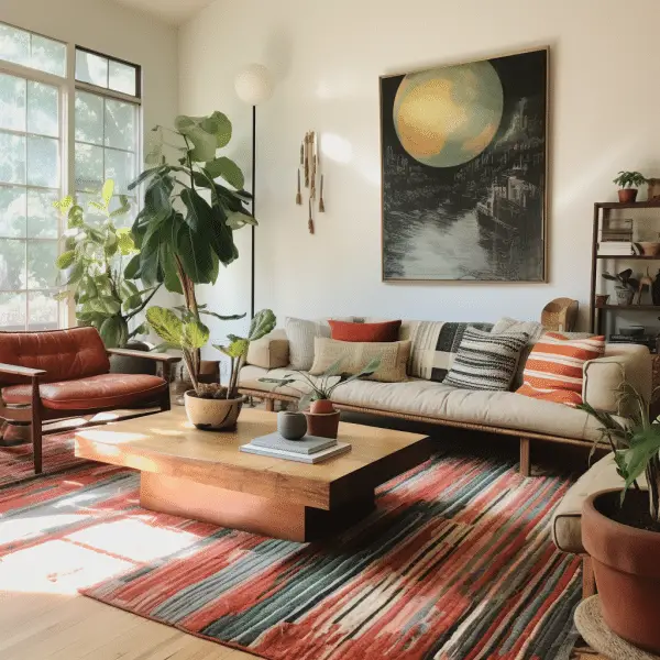Rug layering in living room