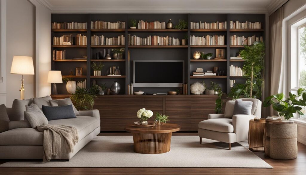 how to style bookshelves in living room