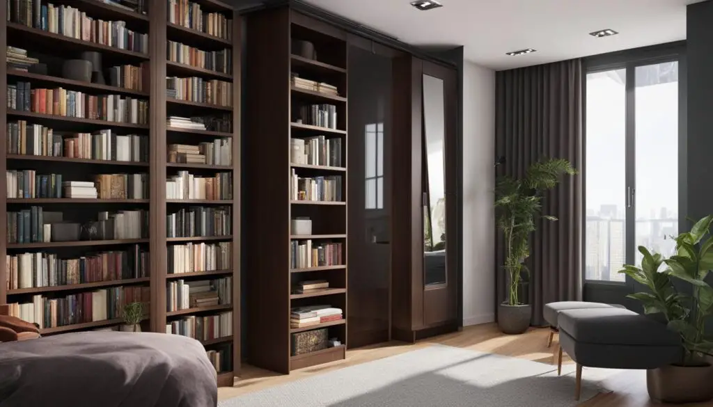 narrow bookshelves for small spaces