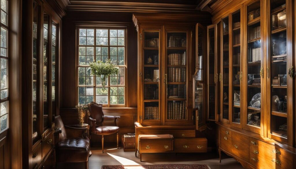 Closet bookshelf for antique collection