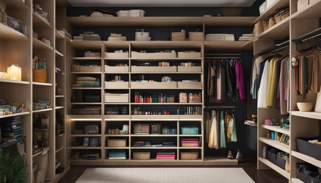 Closet bookshelf for art supply collection