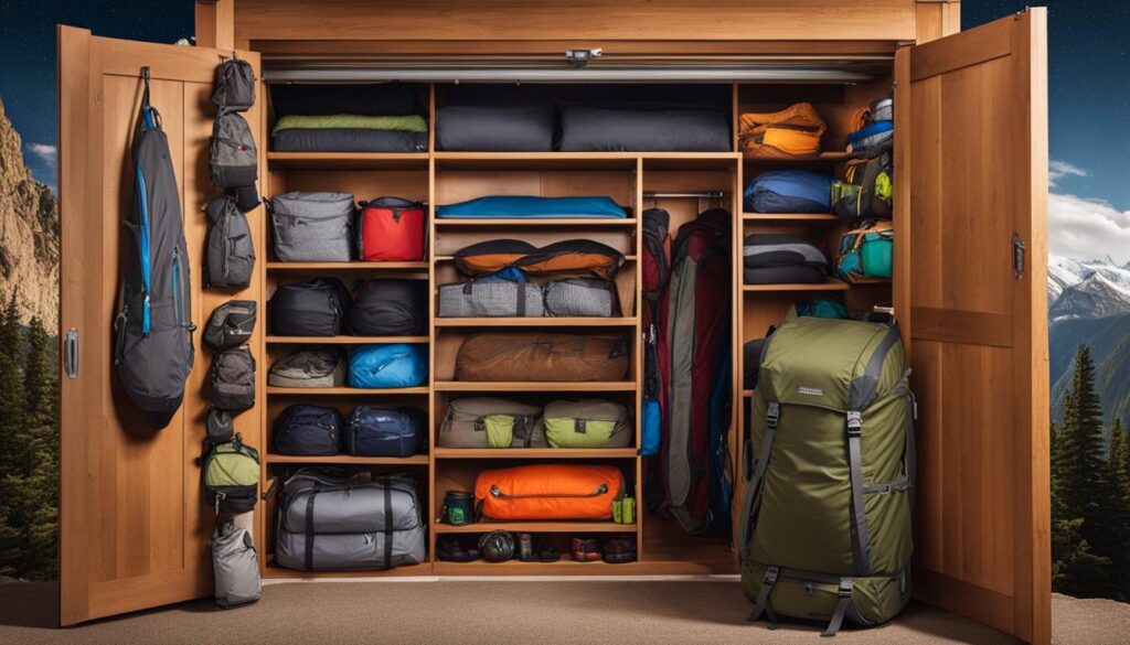 Closet bookshelf for camping equipment collection
