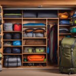 Closet bookshelf for camping equipment collection