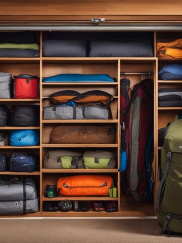 Closet bookshelf for camping equipment collection