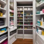Closet bookshelf for cleaning supplies
