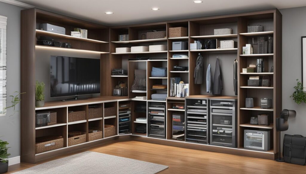 Closet bookshelf for electronics