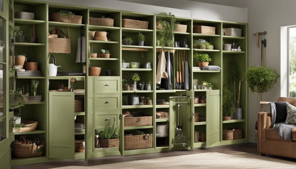 Closet bookshelf for gardening tool collection