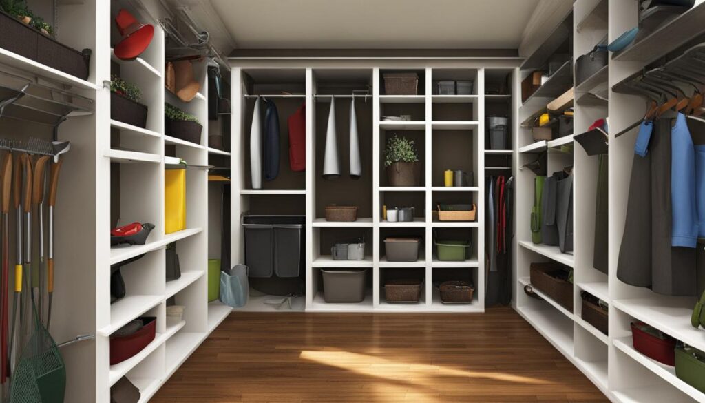 Closet bookshelf for gardening tools