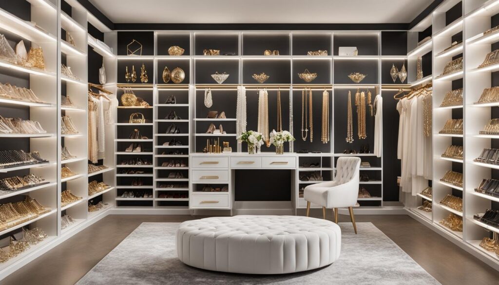 Closet bookshelf for jewelry collection