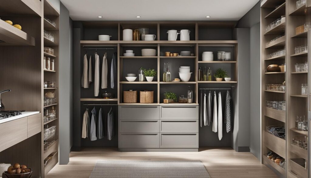 Closet bookshelf for kitchen items