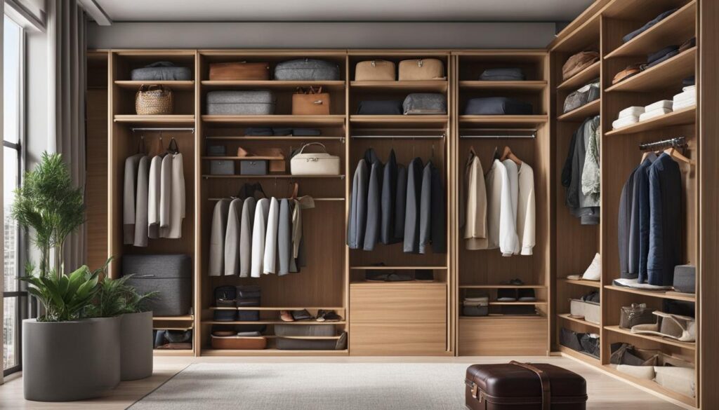 Closet bookshelf for luggage