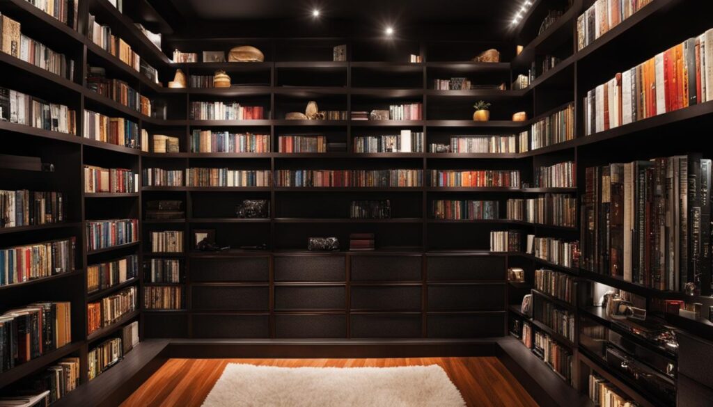 Closet bookshelf for movie collection