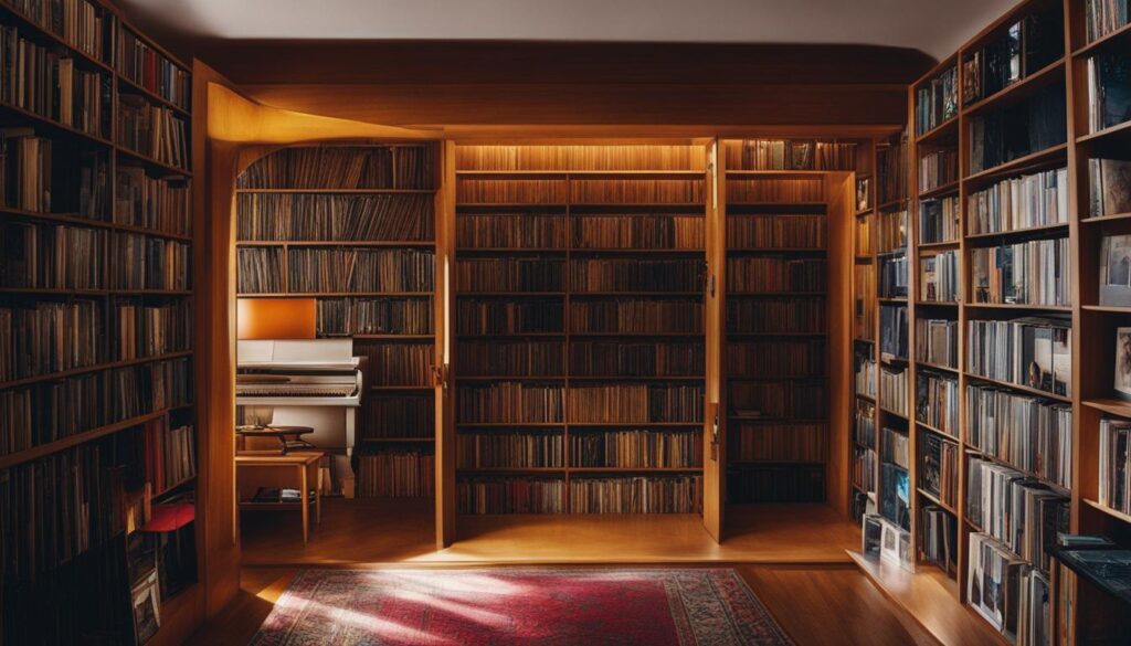 Closet bookshelf for music collection