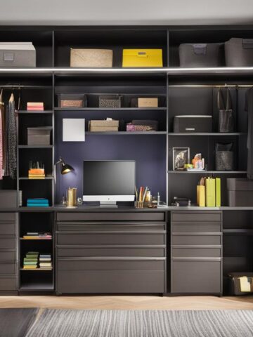 Closet bookshelf for office supplies