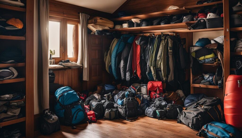 Closet bookshelf for outdoor gear