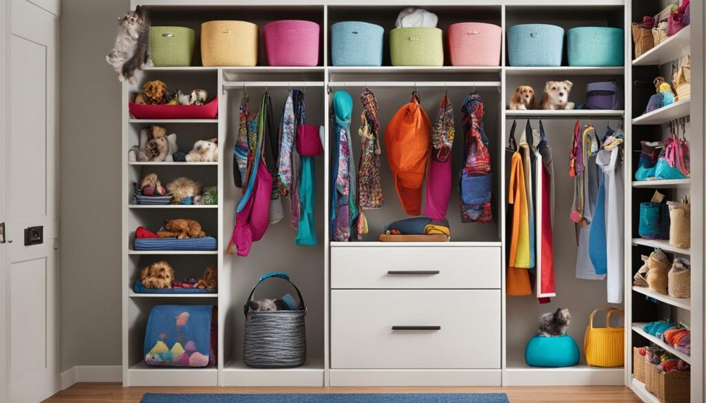 Closet bookshelf for pet supplies