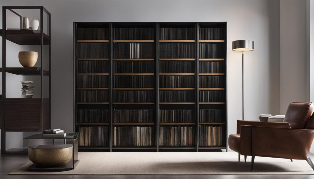 Closet bookshelf for record collection