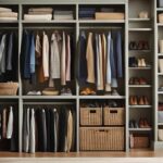 Closet bookshelf for seasonal clothing collection