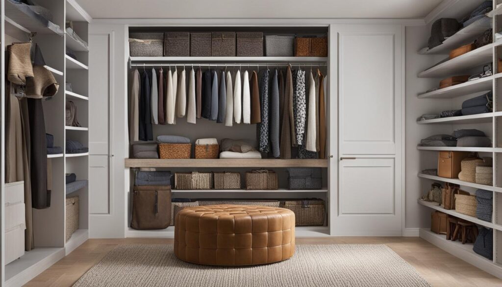 Closet bookshelf for seasonal decor