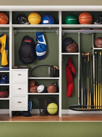 Closet bookshelf for sporting goods