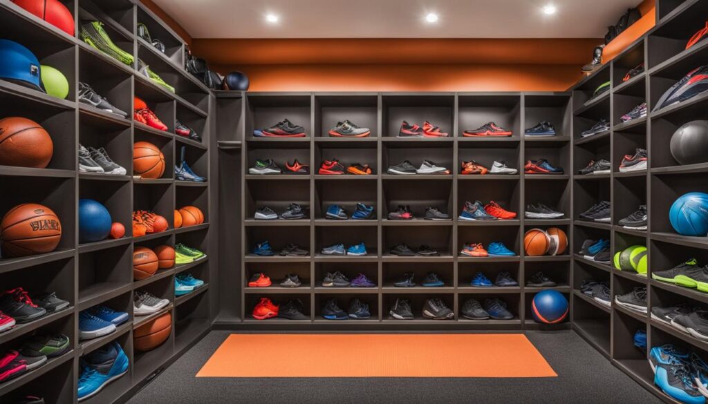 Closet bookshelf for sporting goods collection