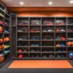 Closet bookshelf for sporting goods collection