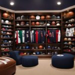 Closet bookshelf for sports memorabilia