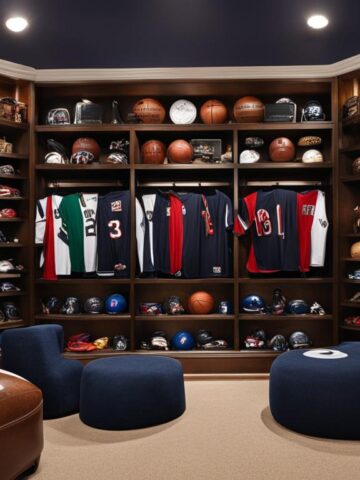 Closet bookshelf for sports memorabilia