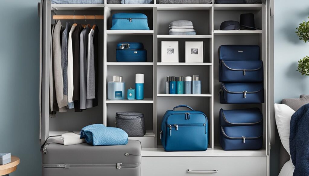 Closet bookshelf for travel accessory collection