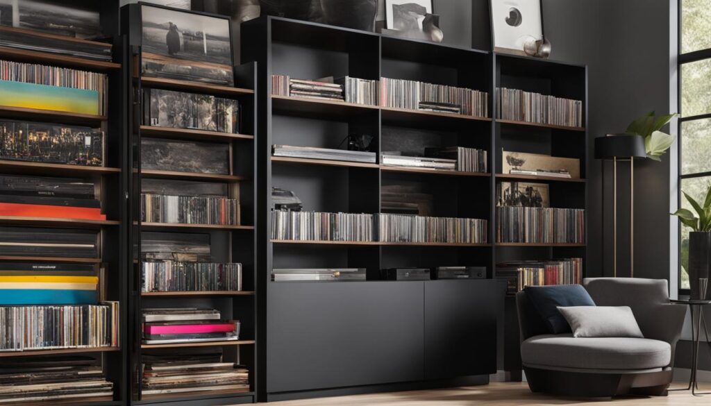 Closet bookshelf for vinyl records