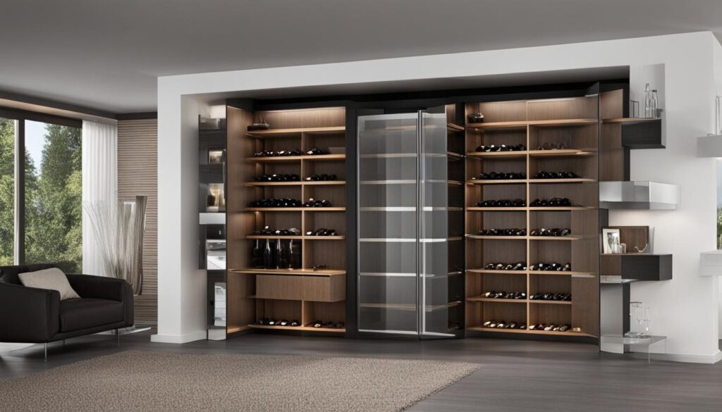 Closet bookshelf for wine glasses