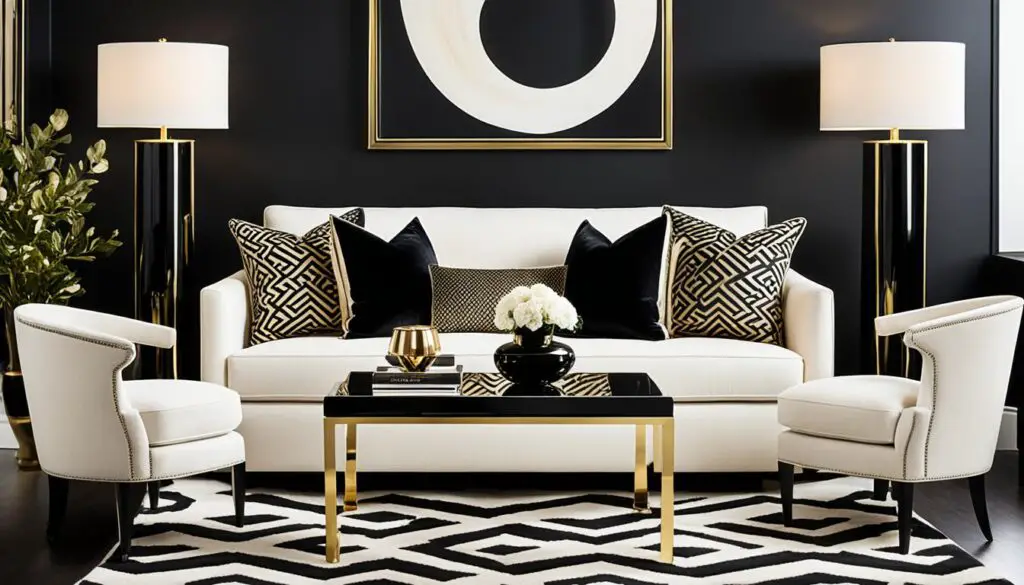 black accents in furniture and accessories