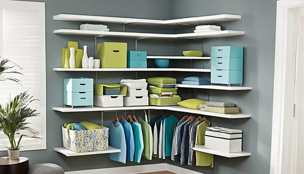 L-shaped Shelving Configuration for Unused Corner Space